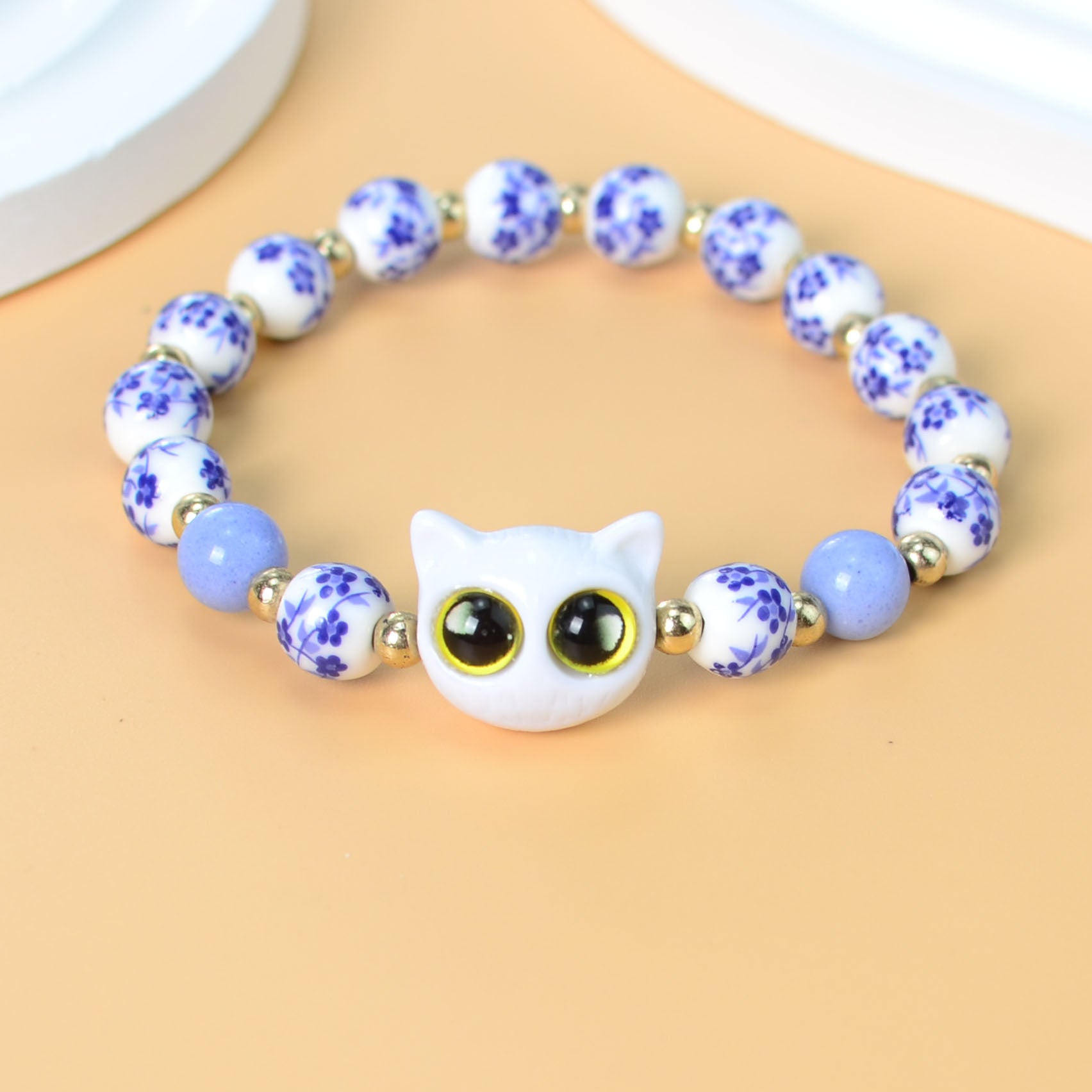 Wholesale Ceramic Jewelry Cat Bracelet Single Circle  Handmade Beaded Bracelet