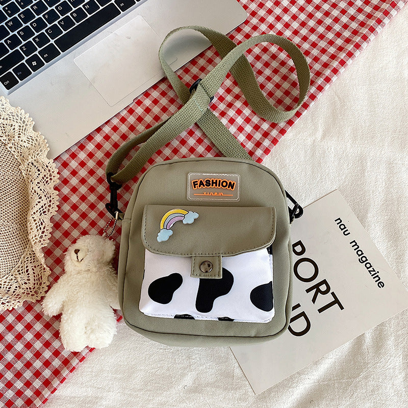 Wholesale nylon cute cow pattern shoulder crossbody bag