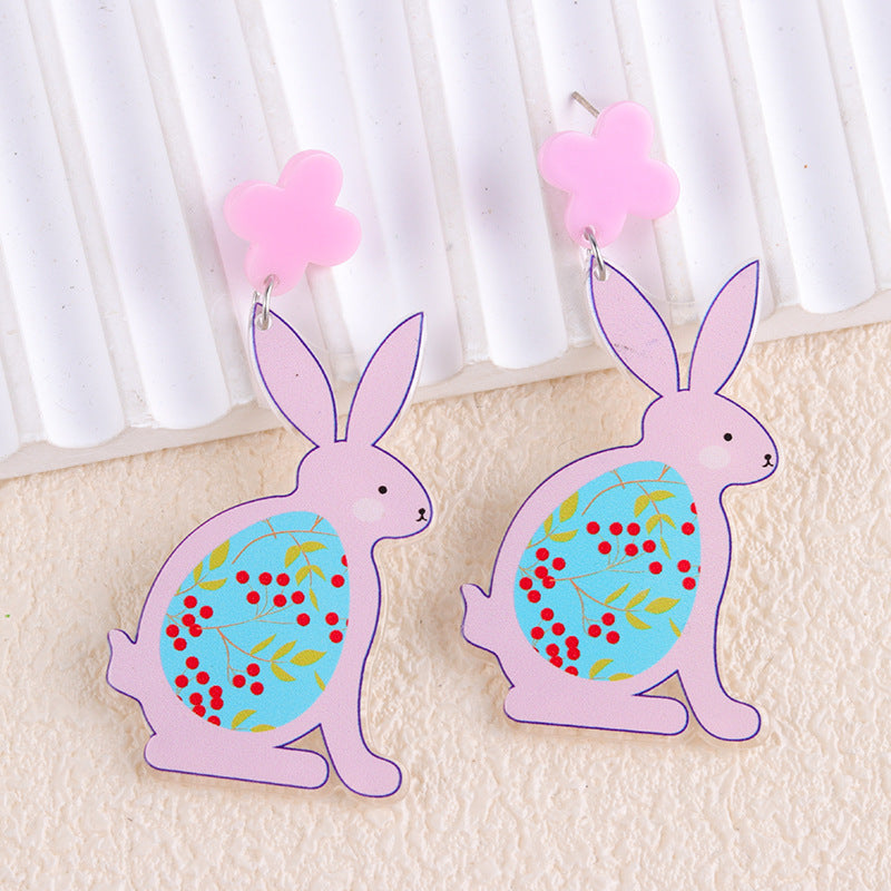 Wholesale Easter Rabbit Radish Chicken Acrylic Printed Earrings