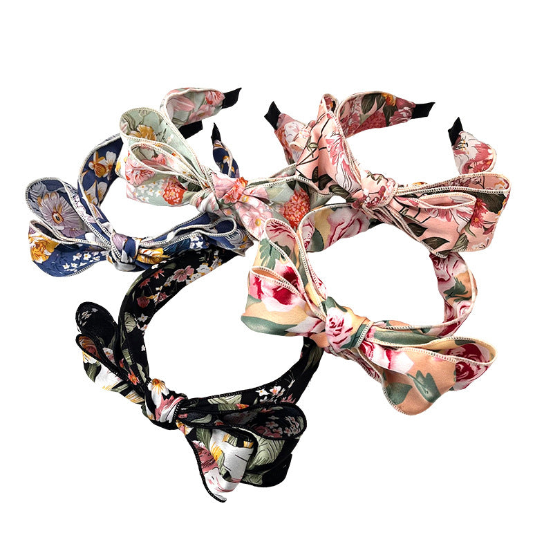 Wholesale Bow Large Flower Polyester Fabric Headband