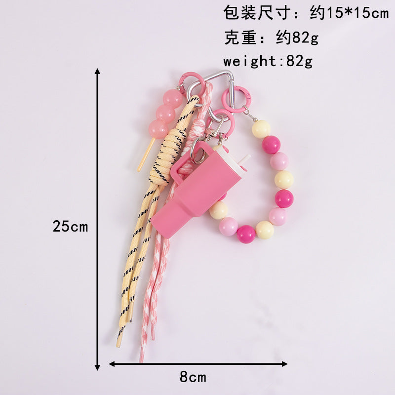 Wholesale Acrylic beaded bag hanging ice cup lipstick keychain lollipop pendant