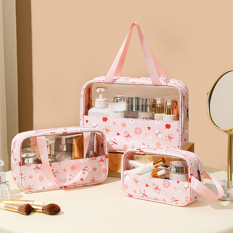 Wholesale Transparent Makeup Bags with Large Capacity Travel PU Storage Bags