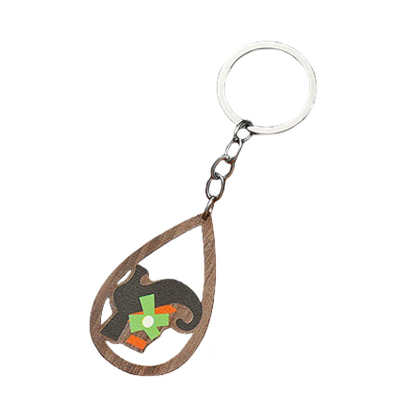 Wholesale Halloween Water Drops Pumpkin Ghost Print Wooden Keychain