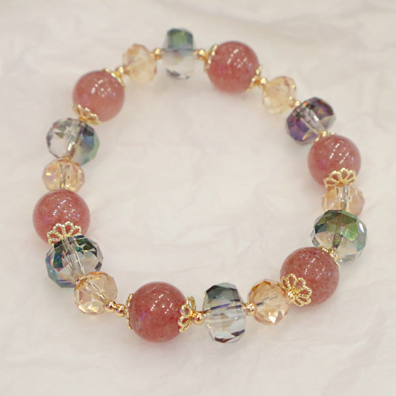 Wholesale Glass imitation strawberry crystal beaded bracelet