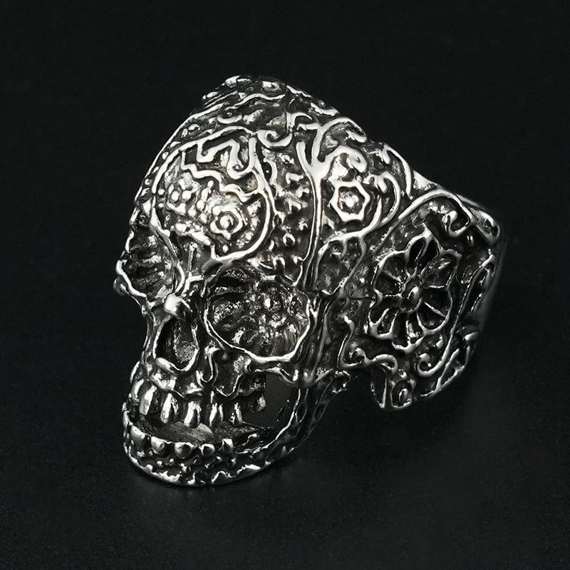 Wholesale Crystal Color Eyes Skull Open Adjustable Ring