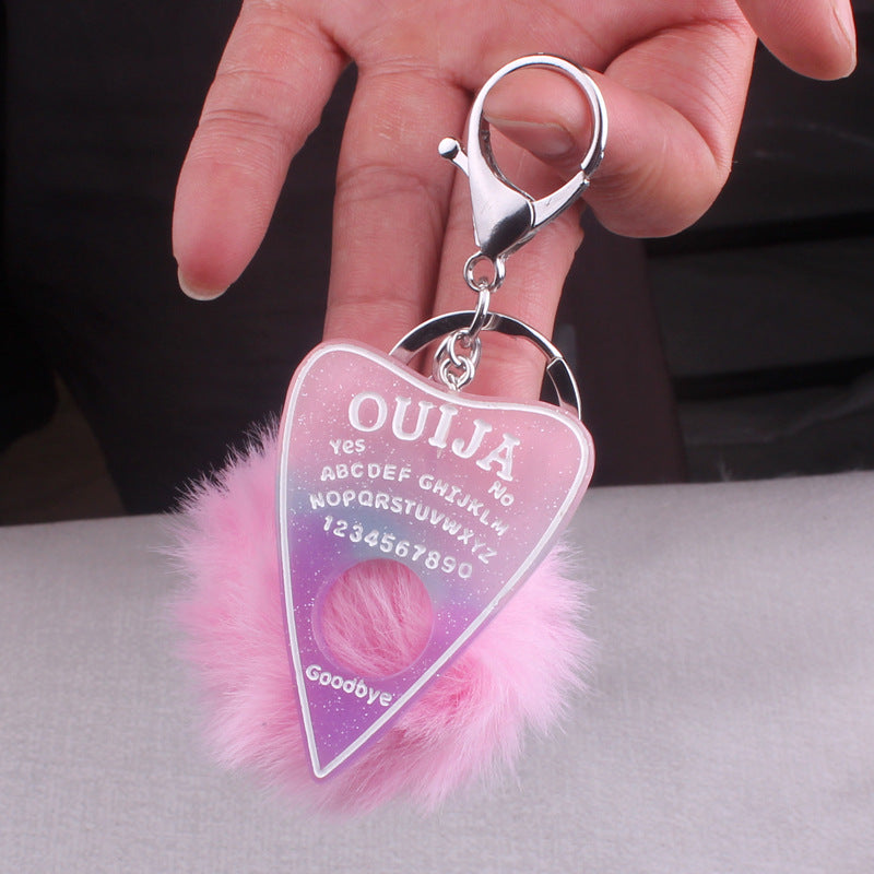 Wholesale Resin Heart-shaped Card Divination Fur Ball Keychain