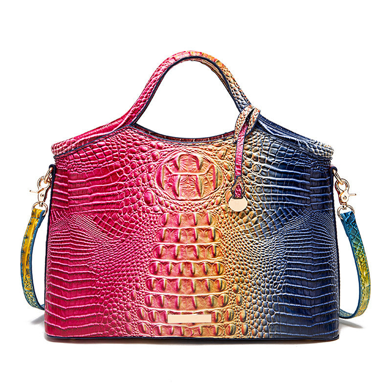Wholesale PU Hand-held Crossbody Retro Multi-color Three-dimensional Concave and Convex Crocodile Pattern Shoulder Bag