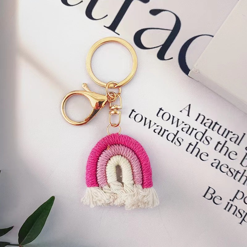 Wholesale Rainbow Pendant Handmade Cotton Thread Woven Keychains