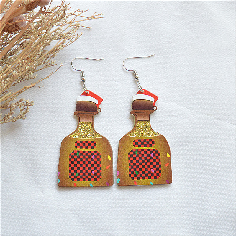 Wholesale Christmas dress long car snowman bottle old man earrings