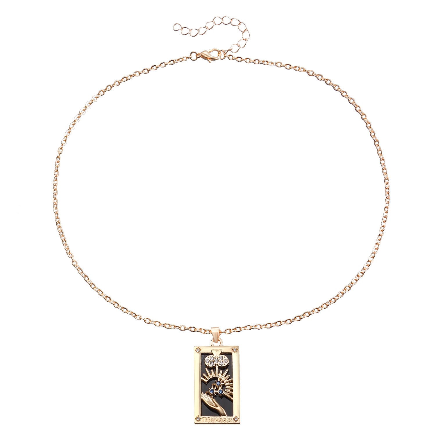 Wholesale Single Layer Metal Thin Chain Rectangular Tarot Card Square Necklace