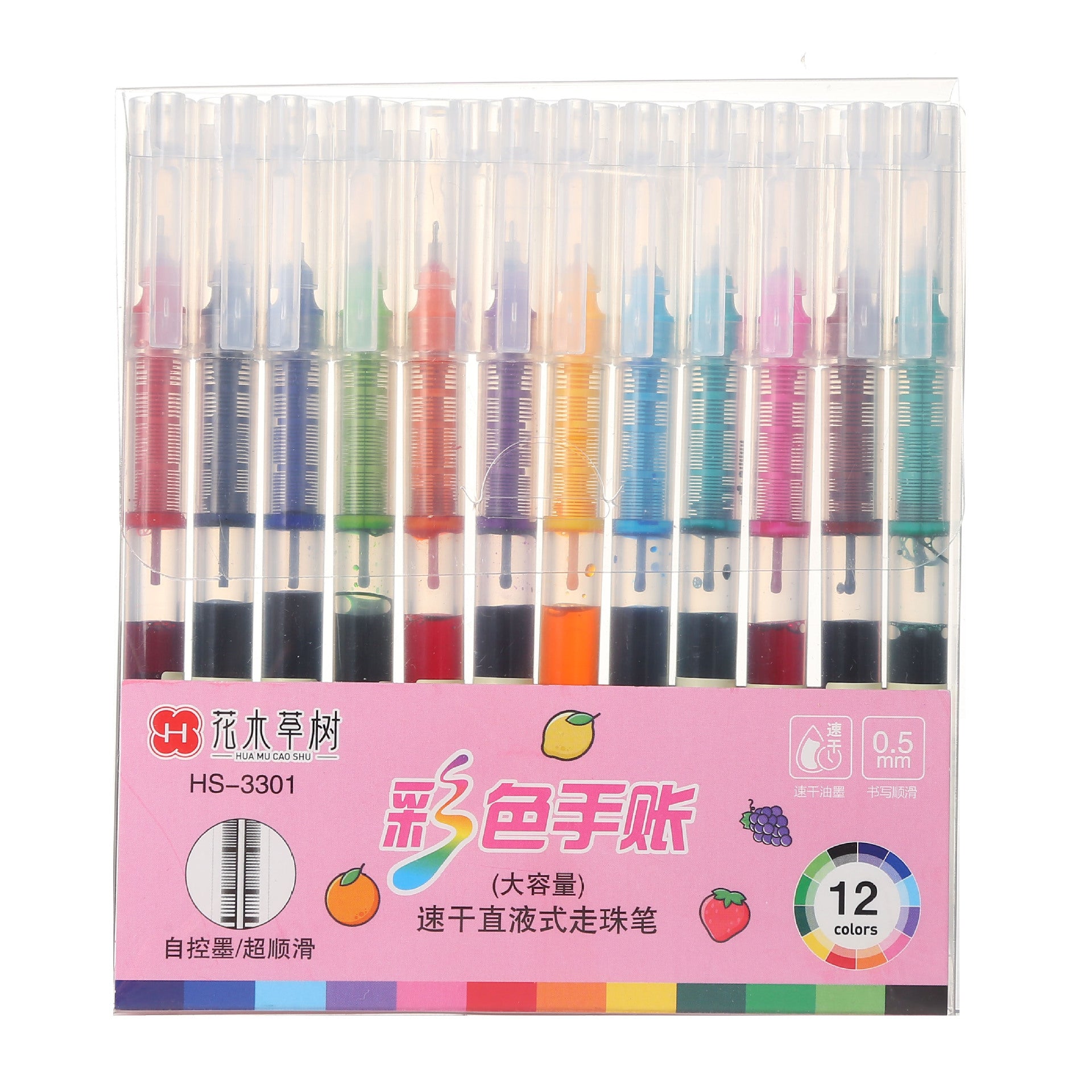 Wholesale 12 Color Straight Liquid Needle Tube Gel Pen