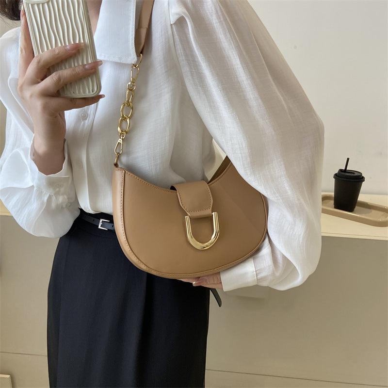 Wholesale Trendy Fashion Simple Texture One-shoulder Underarm Moon Bag