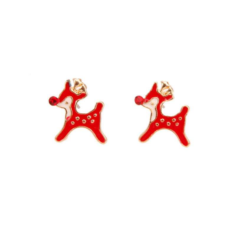 Wholesale Christmas Series Fashion Alloy Christmas Tree Old Man Bell Elk Candy Cane Earrings