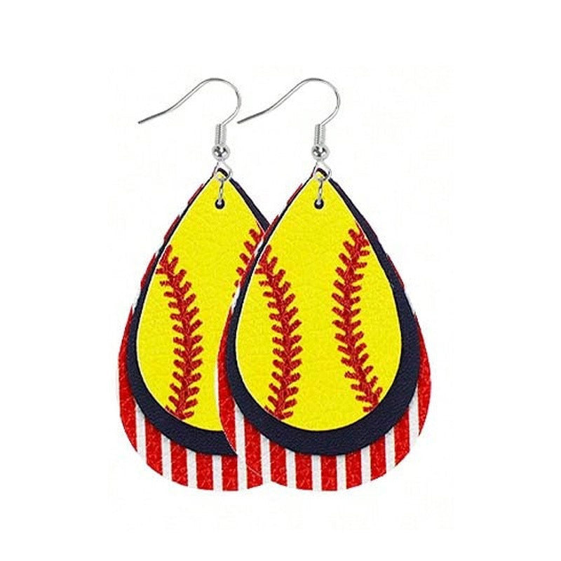 Wholesale Independence Day Spherical Multi-layered Leather Earrings