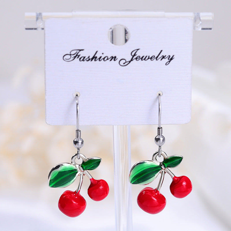 Wholesale Red cherry earrings exquisite cute pendant