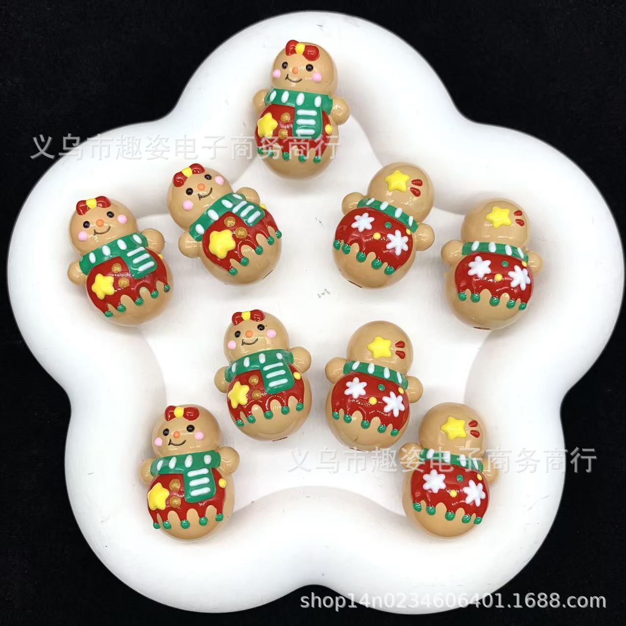 Wholesale 10pcs   Snowman New Year Christmas Hand-painted Beaded String Acrylic Beads