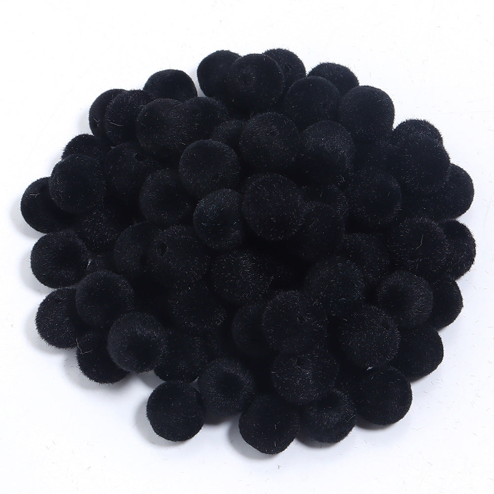 Wholesale  Random 100pcs/pack    Resin Flocking Round Beads Perforated F Cloth F Ball Beads Acrylic Beads