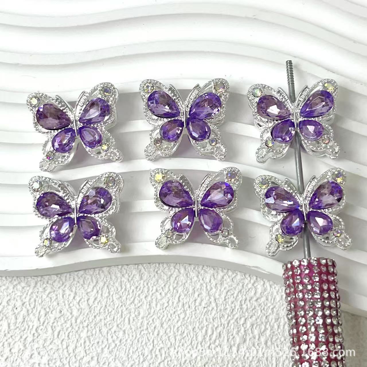 Wholesale  10pcs Double sided rhinestone butterfly alloy diamond ball beads