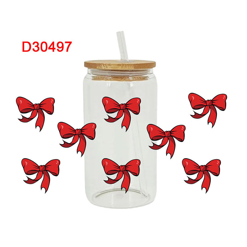 Wholesale Pink heart with diverse bows 16oz Cup UV DTF Wraps