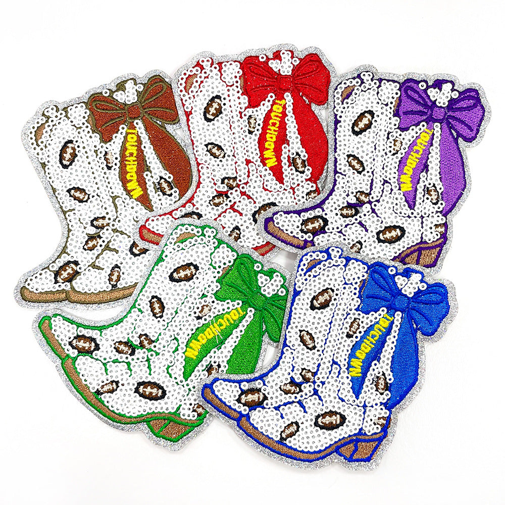 Wholesale Colorful bow boot sequin embroidery DIY Patches