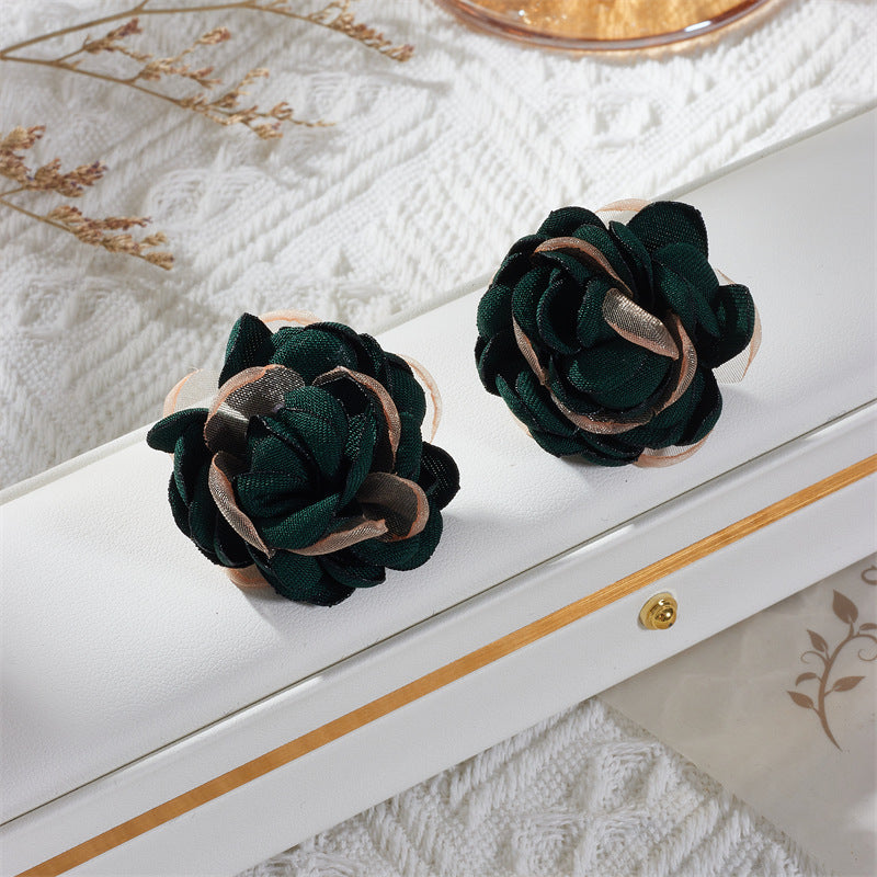 Wholesale Vintage Style Fabric Flower Earrings