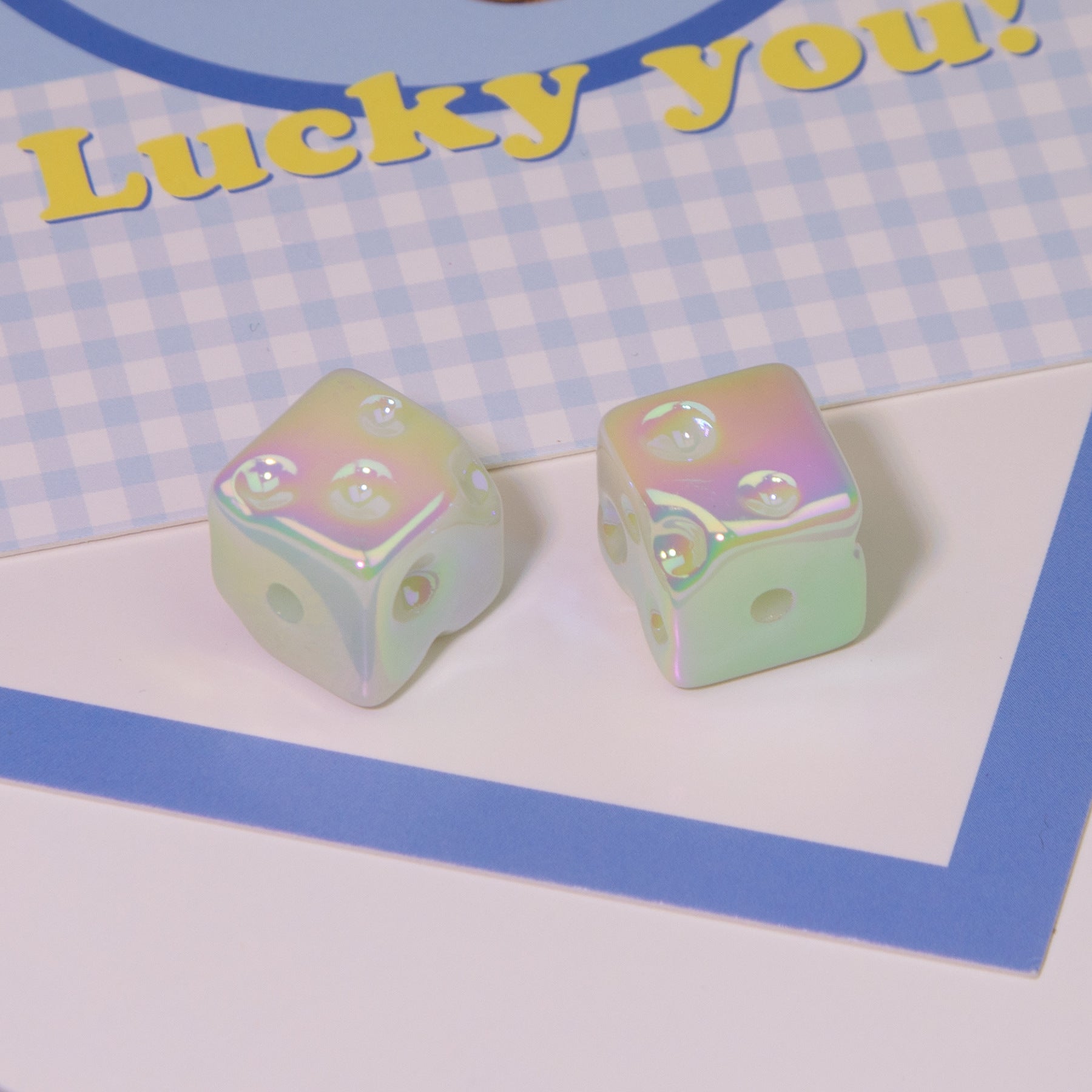 Wholesale 10pcs Two Color Cheese Cube Acrylic Luminous Beads