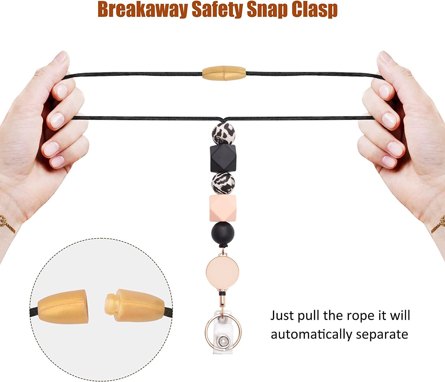 Wholesale Retractable Silicone Beaded Keychains