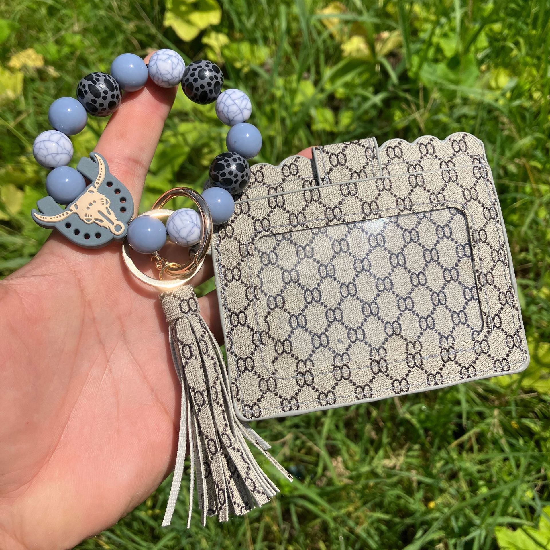 Wholesale Printed PU Leather Coin Purse Wrist Keychain