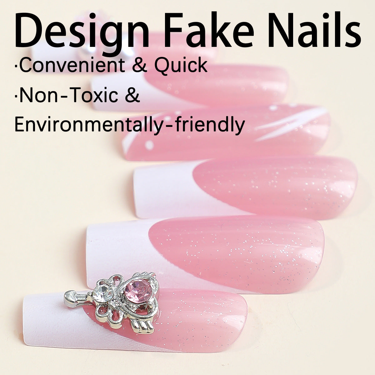 Wholesale French edge bow pearl extended handmade wear nails