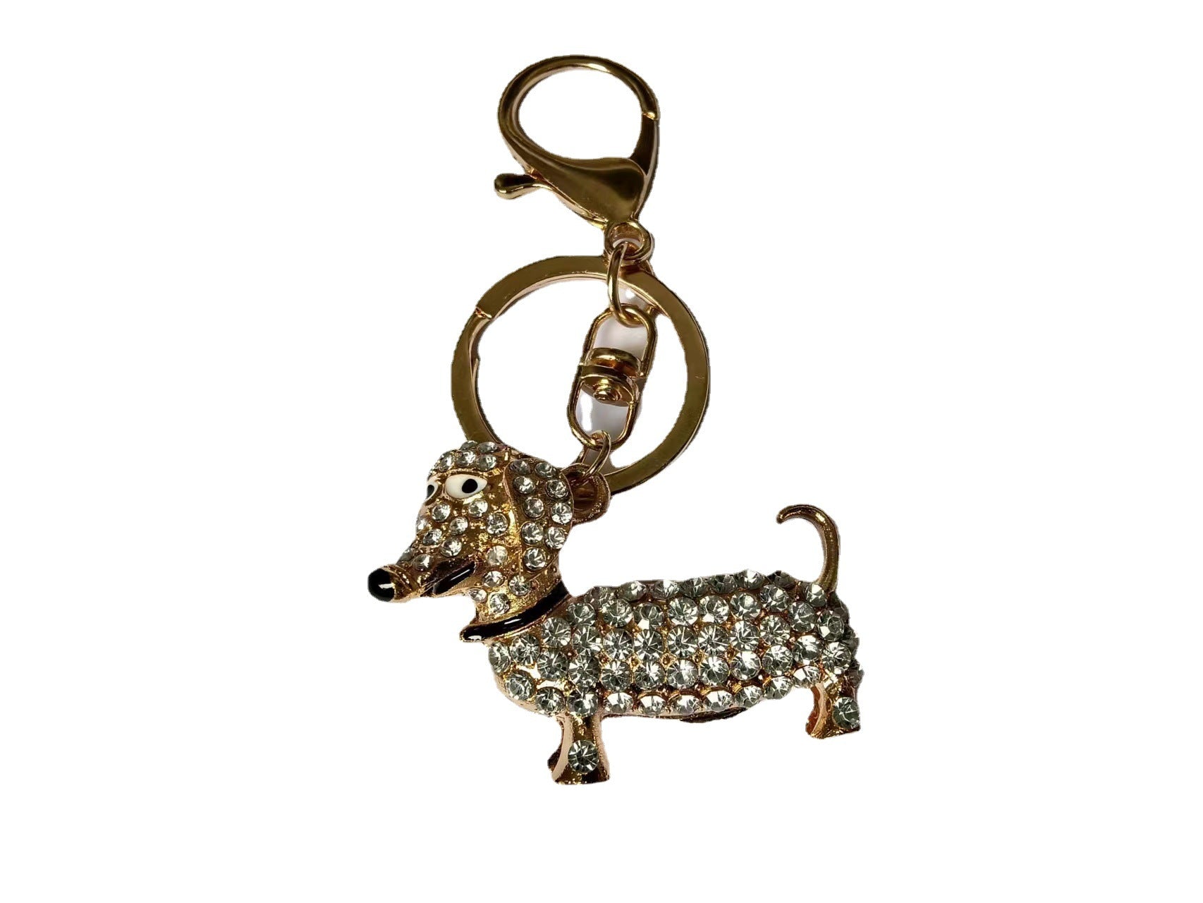 Wholesale Zinc alloy puppy diamond keychain