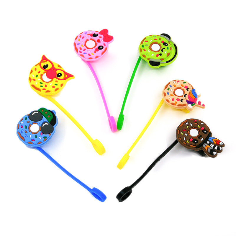 Wholesale 10pcs Donut Straw Cover Straw Cap Silicone Dust Plug