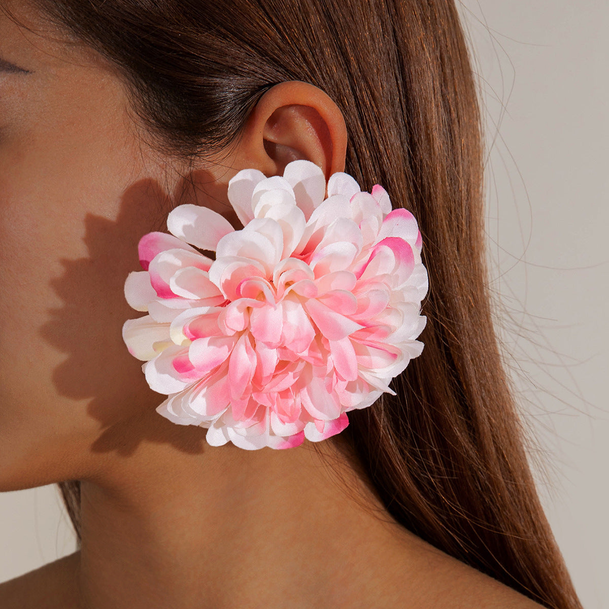 Wholesale Fabric flower tassel beaded earrings