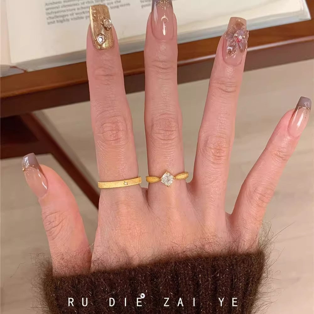 Wholesale Brushed cubic sugar zircon open ring