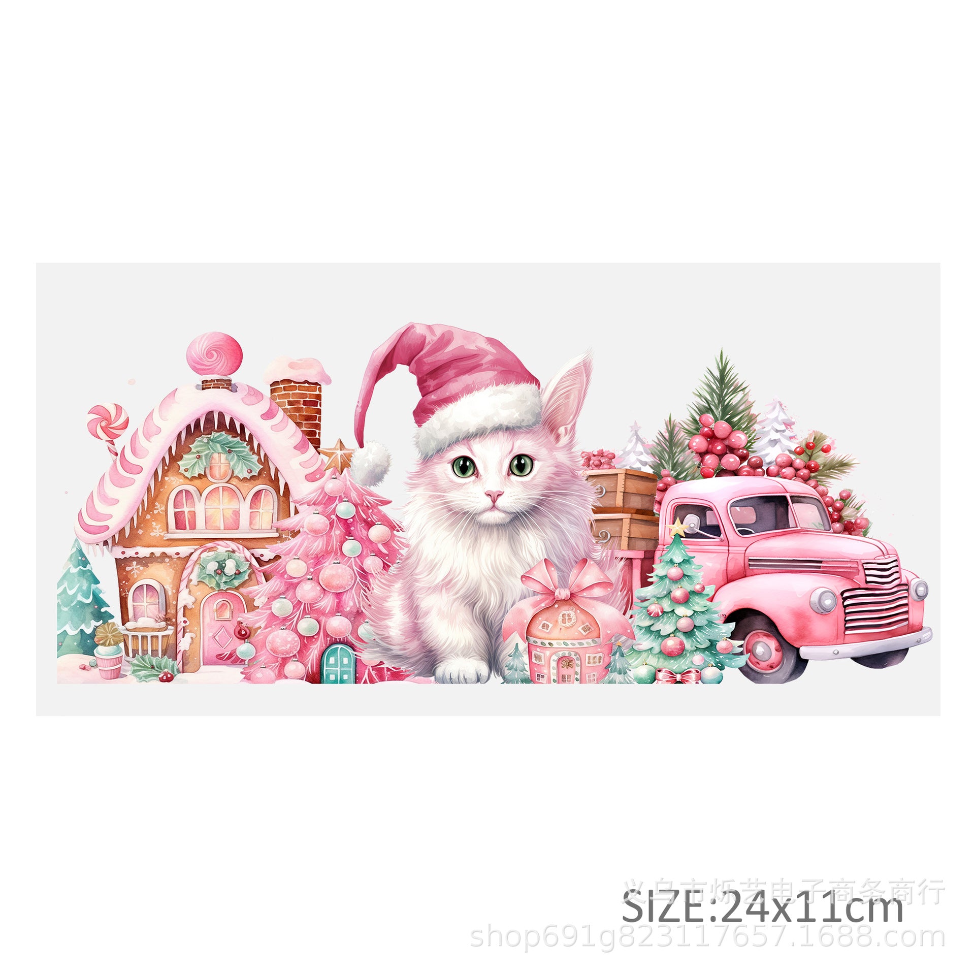 Wholesale Cute Animal Christmas Pink 16oz Cup UV DTF Wraps