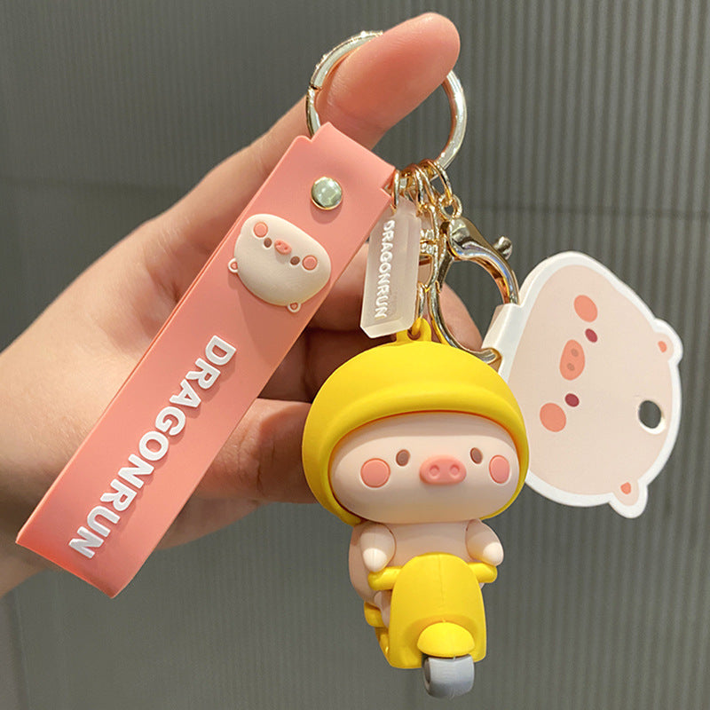 Wholesale Drip Glue Motorcycle Piggy Keychain