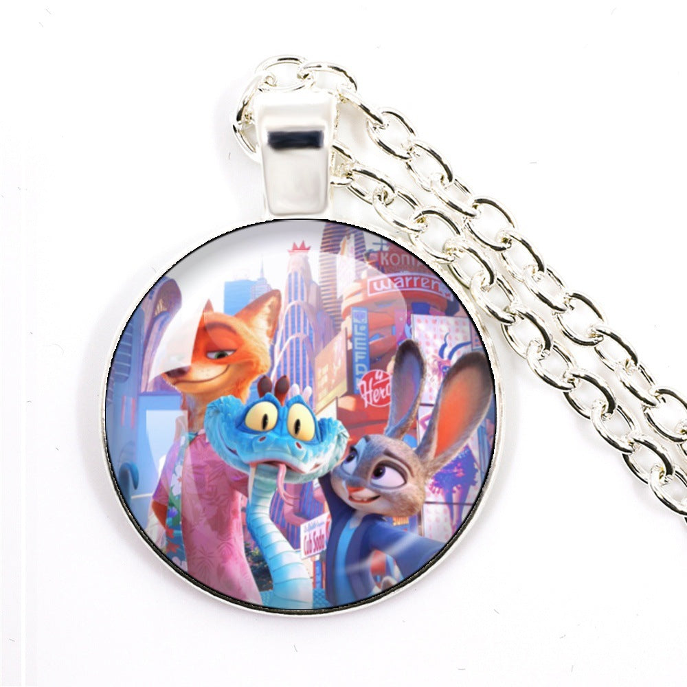Wholesale Cartoon Cute Animal Time Gem Round Necklace  OLY Exclusive