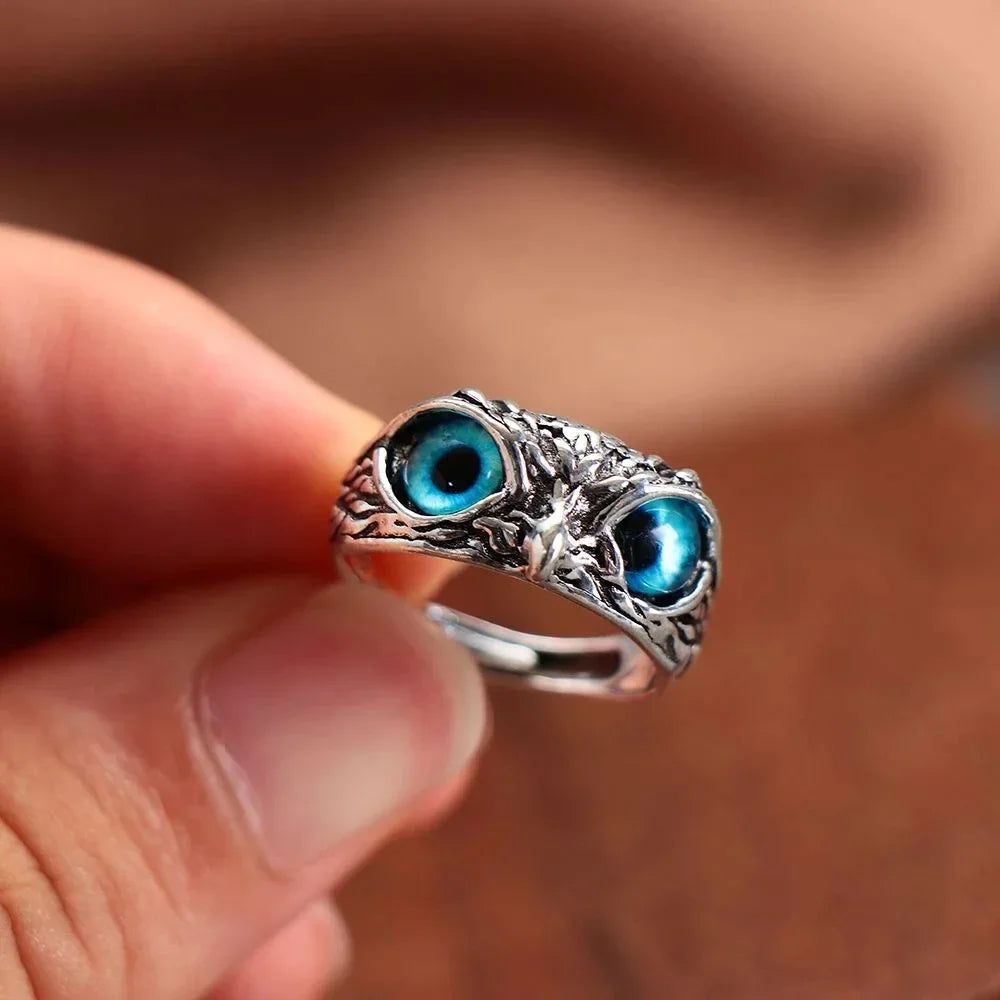 Wholesale Evil Eye Owl Retro Exaggerated Open Adjustable Ring