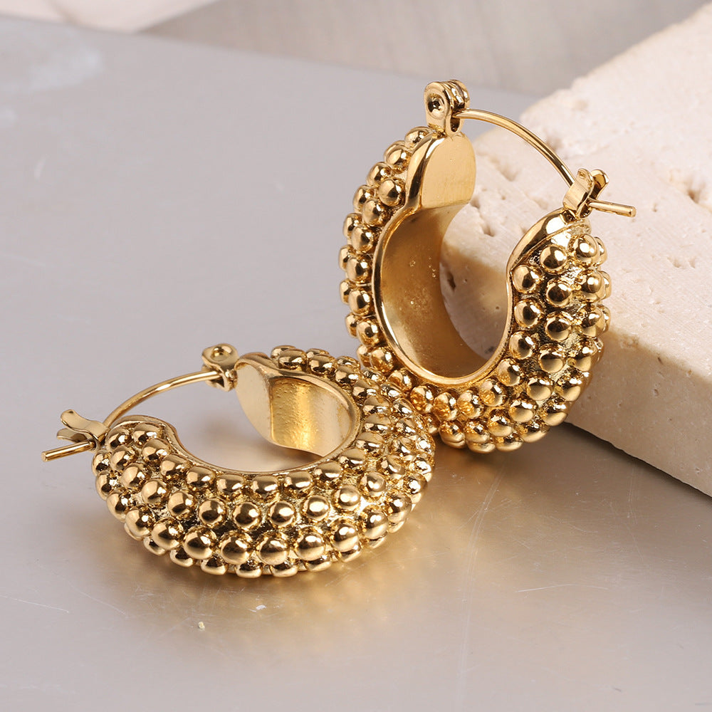 Wholesale Vintage Minimalist Pastry Bitter Gourd Shaped Titanium Steel Earrings