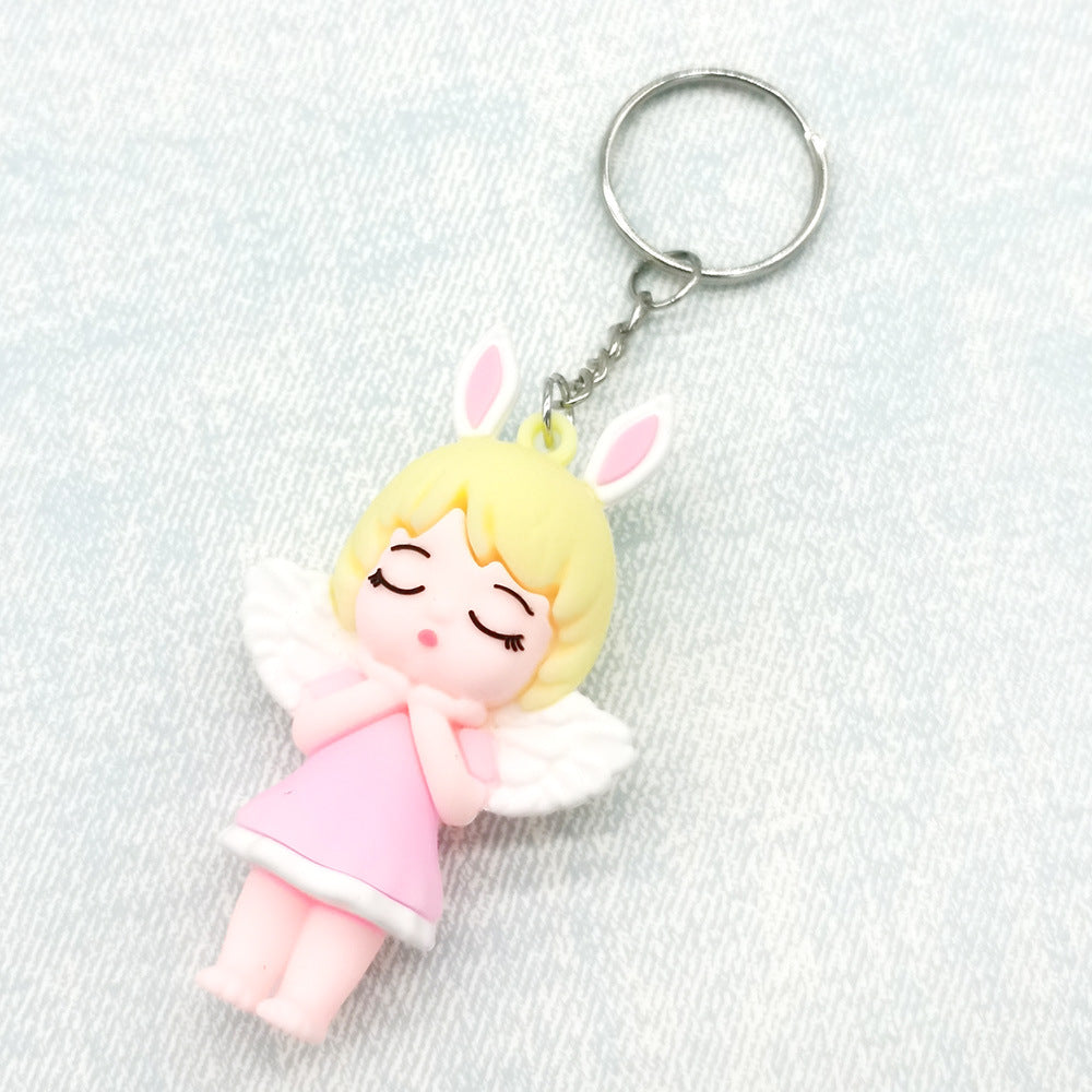 Wholesale Cartoon Angel Rabbit PVC Keychain