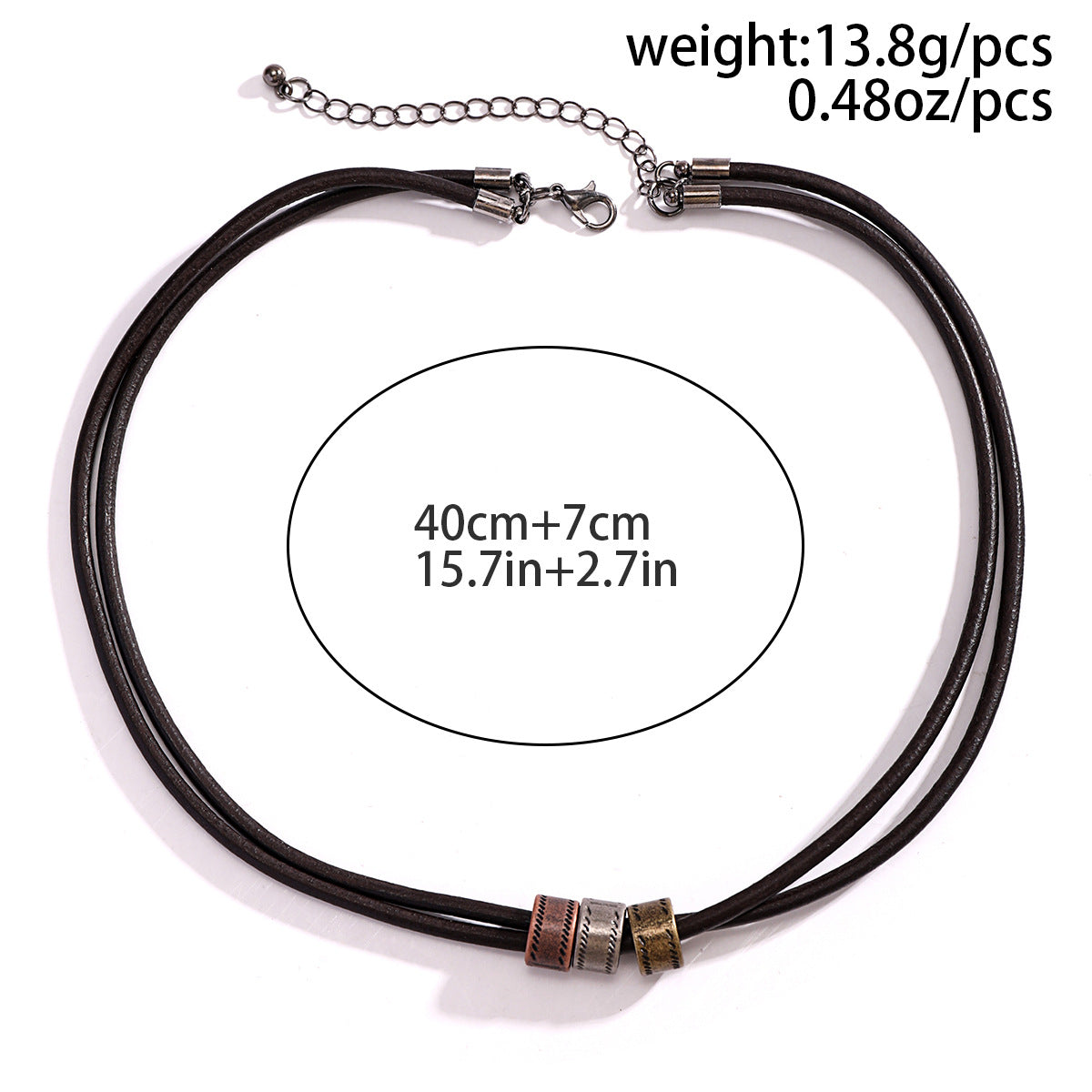 Wholesale Men's leather hoop necklace beaded clavicle necklace