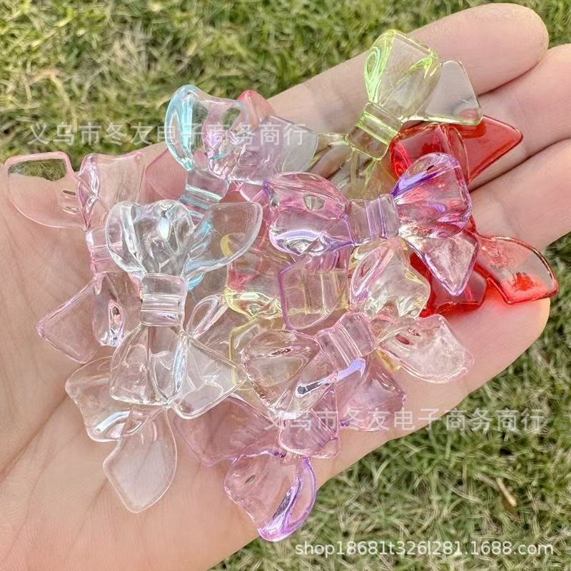 Wholesale 50pcs Transparent colored butterfly bow acrylic beads