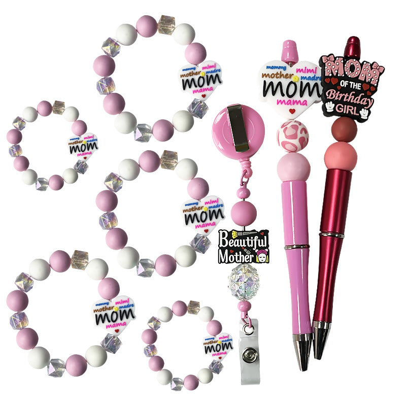 Wholesale 10pcs/pack Mother' s Day Epoxy Letter MOM Focus Beads DIY Beading