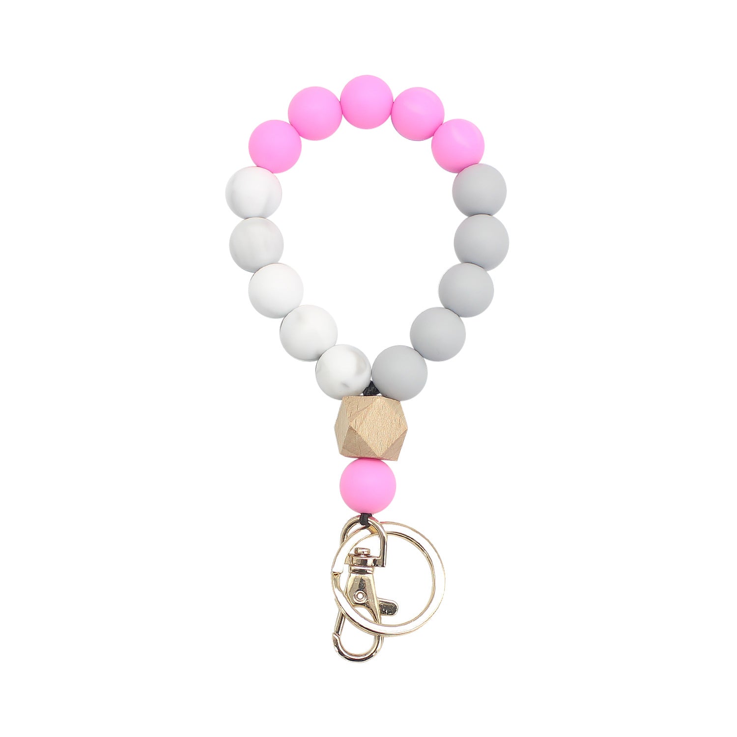 Wholesale Silicone Color Beaded Bracelet Keychain