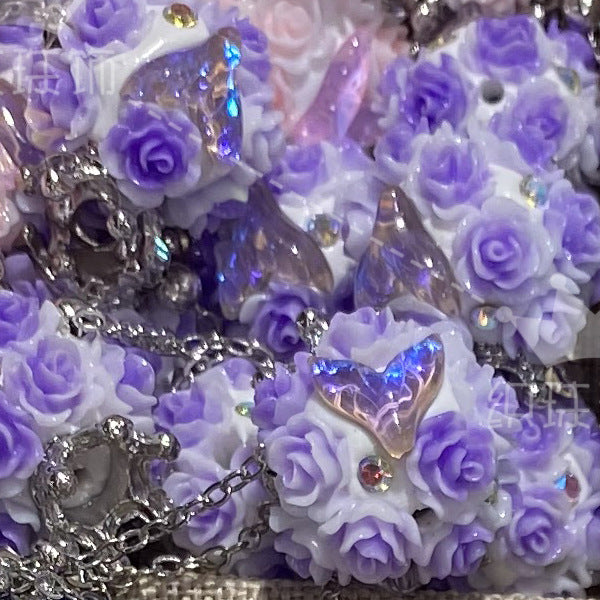 Wholesale 5PCS/PACK Crown Mermaid Tassel Soft Ceramic Drill Ball with Straight Hole Beads