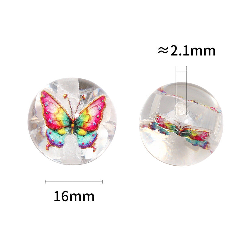 Wholesale 10pcs transparent acrylic beads with built-in butterfly