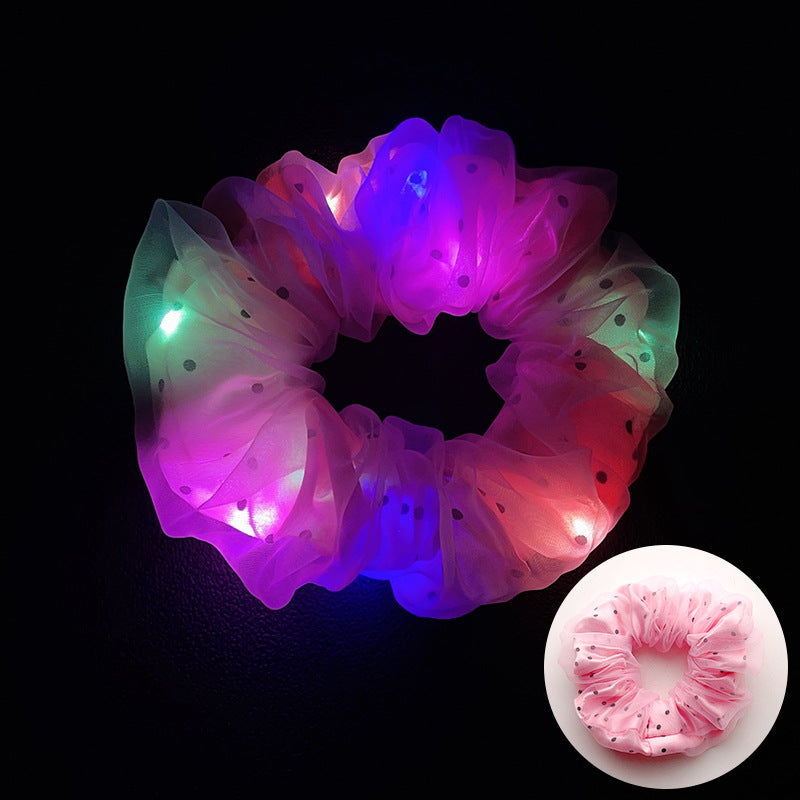 Wholesale Led Luminous Large Intestine Hair Ring DIY Night Light Flower Shiny Fat Intestine Head Rope Nightclub Rubber Band Hair Accessories