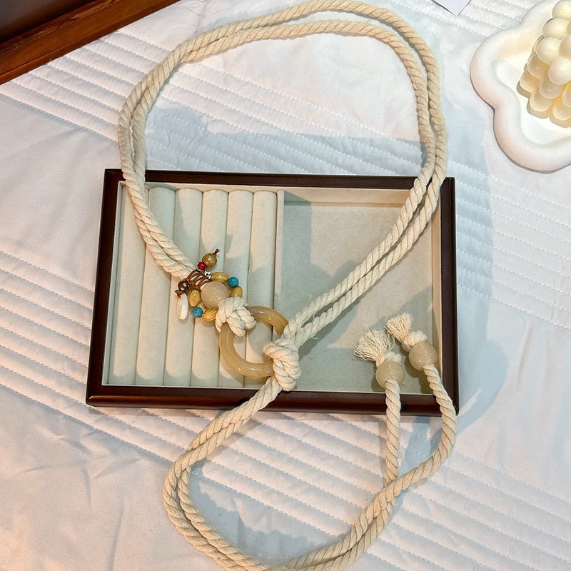 Wholesale Women's Versatile Dress Accessories Waist Rope Bohemian Braided Hemp Rope Waist Chain Thin Belt