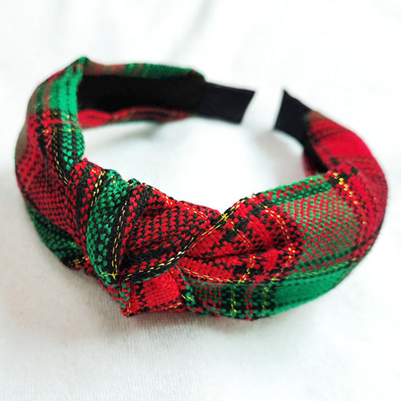 Wholesale Christmas Series Plaid Bow Cloth Headband
