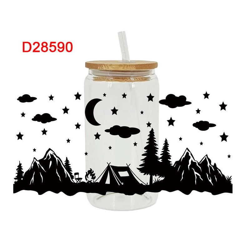Wholesale Colorful outdoor camping series 16oz Cup UV DTF Wraps