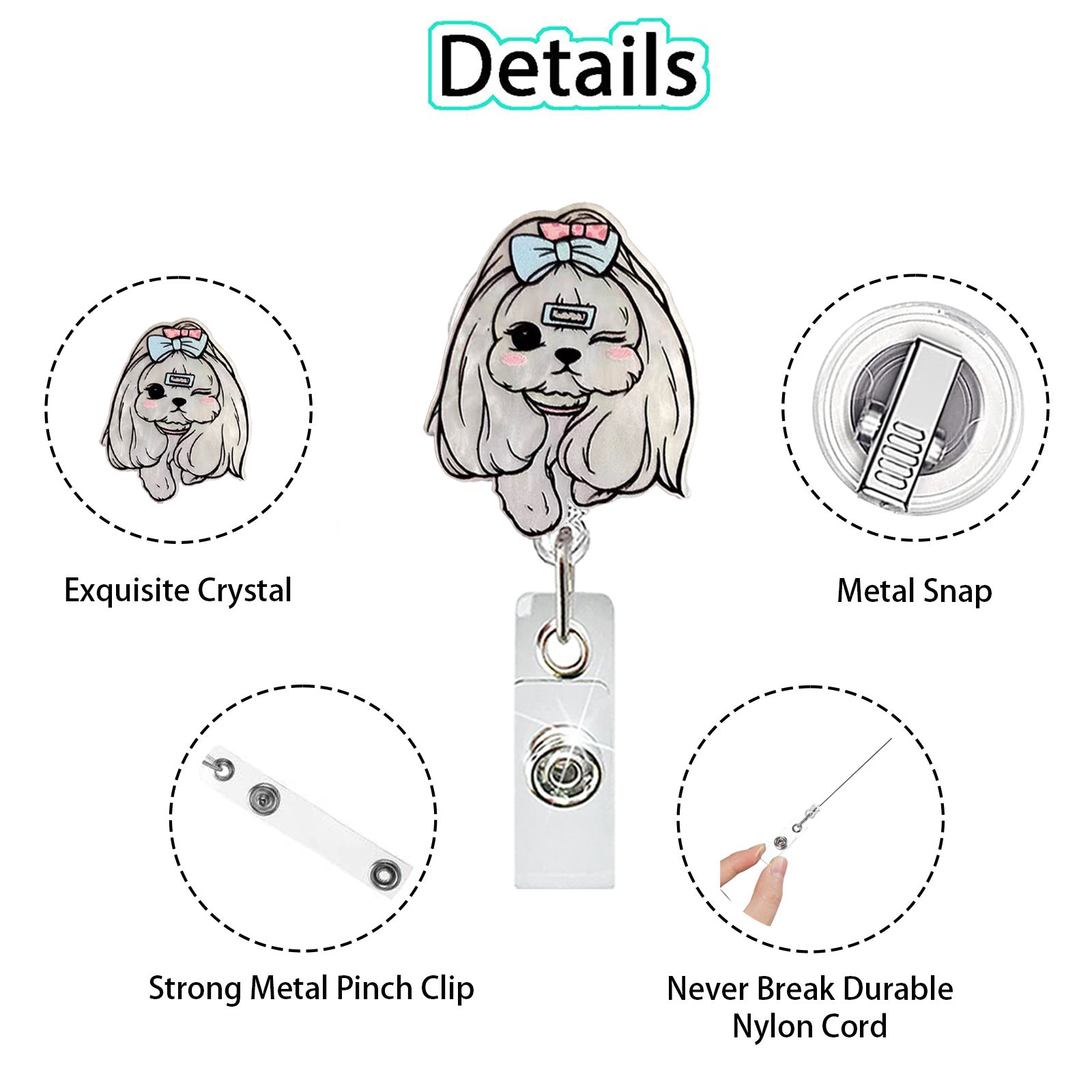 Wholesale Animal series acrylic retractable and rotatable badge reels